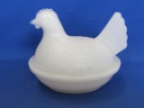 Vintage Milk Glass Chicken/Hen on a Nest Dish – 4 1/2”long – 3 1/3” tall