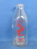 1 Qt Glass Milk Bottle “Jed's Dairy Elmore, Minn.” - “Playtime, Meal Time, Bed Time or Anytime!”