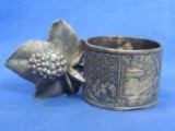 Interesting Antique Silverplate Napkin Ring – Art Nouveau – Leaf on Side – Turkey by leaf