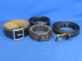 4 Leather Belts: Black or Brown – Sizes 36, 38 & 42