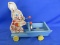 1937 Fisher Price Rabbit Cart With Bell – Pull Toy 10” T Animated figure  on 10” L x 4” W