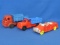 Plastic Trucks: Fire Engine marked Made in USA – Larger Dump Truck by Processed Plastic Co