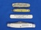 4 Folding Knives/Blades w Advertising: 1969 Phillips 66, Billups Tire & Muffler, Sears