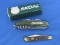 2 Advertising Pocket Knives: Skoal (In Box, made in China) & Copenhagen by Schrade