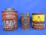 3 Tins: 2 Antique & 1 Vintage : Liberty Mills Coffee, Palace Baking Powder, Robin Hood