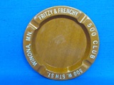 Vintage Tin Ashtray “Fritzy & Frenchy 500 Club Winona, MN.”  4 1/2” in diameter