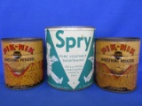 3 Vintage Tins  -2 Pik-Nik Shoestring Potatoes & 1  Spry Pure Vegetable Shortning Tin