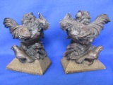 Decorative Rooster Book- Ends – Bronze finished  Resin  7” T x 7” W x 3” Deep