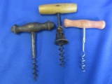 3 Vintage Cork Screws – one even has a bell for removing the cork