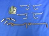 Assorted Vintage Hardware (Hinge, Wire Coat Hooks, Latch Hooks etc.