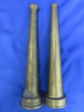 2 10” Long Brass Fire Hose Nozzles – One Marked Elkhart