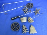 Bag of Vintage Rosette Irons: Butterfly, Star, Rosette, Circle, Pine Tree & 2 “Cup” Shaped