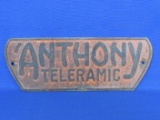 Metal Sign “Anthony Teleramic” 10” x 3 1/2” - Vintage from Anthony Liftgates, Inc.