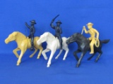 Plastic Horses with Cowboys – Horses are about 6 1/2” long – No markings