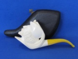 Meerschaum Smoking Pipe in Case – Man's Head with Feathered Hat – Never used