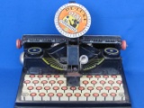 Vintage Tin Litho Toy “De-Luxe Dial Typewriter” by Marx – 11” wide at top