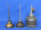 3 Small Oil Cans – 1 is marked “Japan” - Tallest is 5”