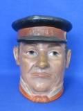 Ceramic Head Jar/Container “Postes” on Cap – 5 1/4” tall – Police Officer?