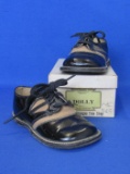 Cute Pair of Vintage Patent Leather w Champagne Trim Child's Shoes – 5 1/2” long