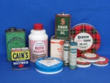 Lot of Vintage Advertising Tins/Boxes: Cain's Nutmeg, Herb-Ox, Scotch Tape, Nor-V-Gen