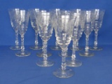 Set of 12 Wine Glasses – Etched Design – By Libbey – 8” tall