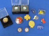 Lot of Tack Pins & 1 Charm: VFW, Service Awards, GOP, Girl Scout & more