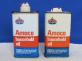 2 Amoco Household Oil Tins – 4 1/2” tall – Made in USA