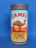Camel Tube Patch Kit – Round Cardboard w Metal Lid – Copyright 1946 – 4 1/4” tall