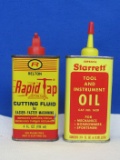 2 Vintage Tins: Relton Rapid Tap & Starrett Tool & Instrument Oil – Taller is 5 1/2”