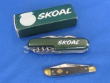 2 Advertising Pocket Knives: Skoal (In Box, made in China) & Copenhagen by Schrade