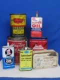 7 Tins: Maytag Grease, Coast to Coast, Las-Stik, 3 in 1, Lub-A-Lock & more Tallest is 5 1/4”