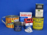 Misc Advertising: Moor Mans Cup, Coast to Coast Tin, Band-Aid, US Mail & more