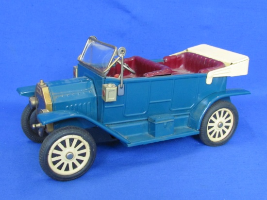 Tin Friction Car – 1908 Ford Roadster – 9 1/2” long – Made in Japan – Front Crank moves