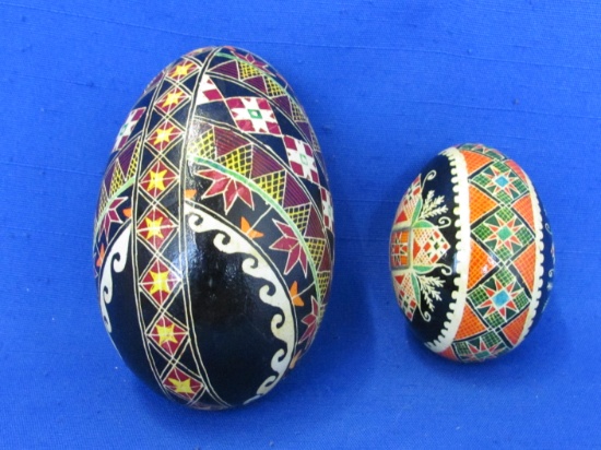 Russian? Painted Eggs – Larger is wood, Smaller is actual blown egg