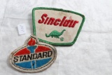 2 Vintage Gas & Oil Embroidered Patches Sinclair Dino & Standard Oil