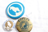 2 Vintage 1960s Celluloid Great Northern Railroad Pinbacks & Northern Pacific