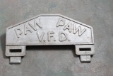 Vintage Paw Paw Volunteer Fire Department License Plate Topper Wisconsin