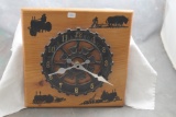 Silhoutte Picture Wood Iron Clock Tractors & Plows