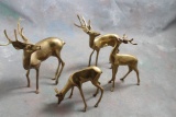 5 Brass Deer Figurines Measuring from 4 3/4