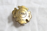 Vintage Brass Dayton Junior Fire Department Chief Badge Dayton Ohio