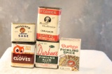 5 Vintage Spice Advertising Containers Red Owl Cloves, Monarch Sage, Durkee's