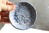 Vintage Blue and White Stoneware Indian Chief Pin Vanity Dish