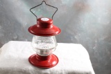 Antique Candy Container Jeannette Glass Co. Red Metal Lantern Design