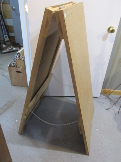 Hinged A-Frame  Peg Board Display / Sign – 2 Sided – With Top Hinge & Chains on legs
