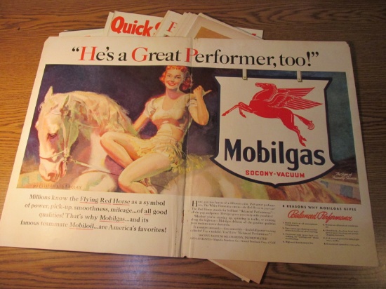 15 Vintage Magazine Ads (Mobilgas) 1950's – 3 are 2-page ads