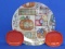 Glass Plate with Fabric Back & 2 Ceramic Pumpkin Shaped Candy Trays