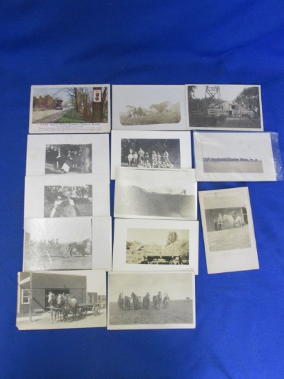 13 Antique Postcards – Horse & Wagon to Case Steam- Roller (Color Litho)
