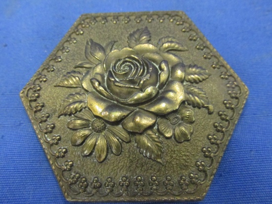 Vintage Belt Buckle Raised Rose: '75 Adezy of NYC © 1975 – Hexgon