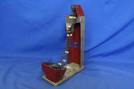 Vintage Toy Elevator (truck filler) - Pressed Steel with crankable chain of cups) -works