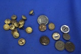 Lot of 24 Metal Buttons – 14 Minneapolis Police Buttons, Various other styles feature, Anchors, eagl